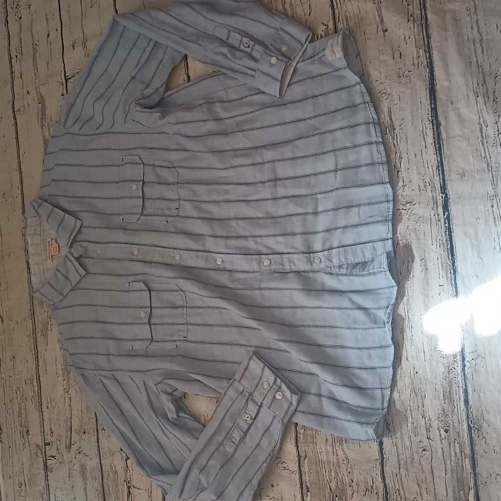 Carbon 2 Cobalt Blue Striped Long Sleeve Cotton Button Up Shirt XL